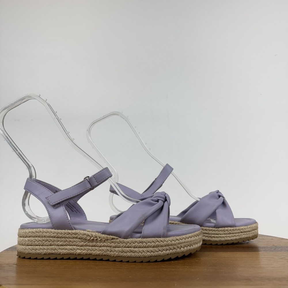 Big Girls Nordstrom Bren Purple Faux Leather Espadrille Sandals‎ Size 4 Y GUC